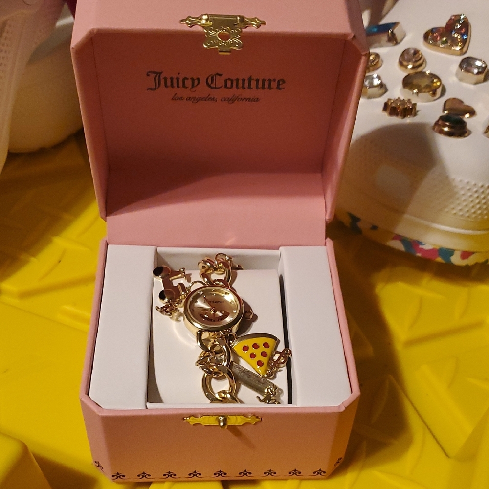 Juicy Couture Gold Charm Bracelet with Yellow Pizza Charm